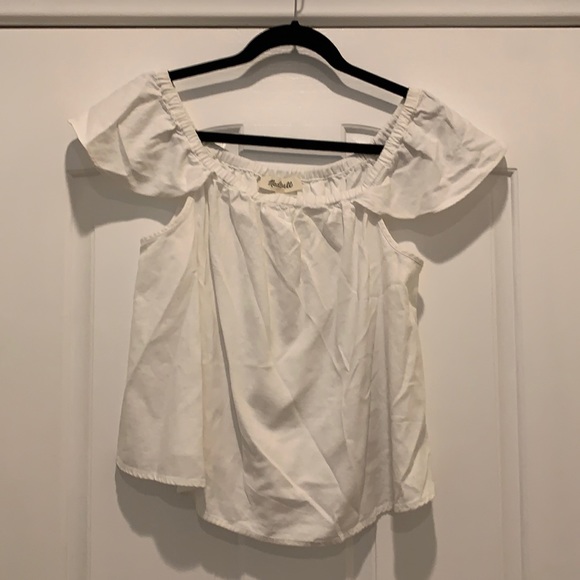 MADEWELL White off the shoulder Blouse Medium - Picture 1 of 3